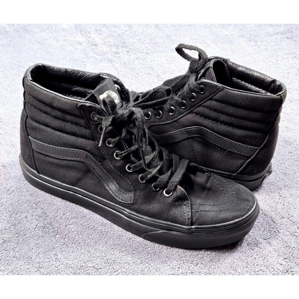 Vans Sk8-Hi Sneakers Mens 7.5 Womens 9.0 Black Good High Top Canvas Skate Shoes